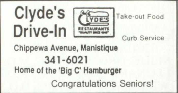 Clydes Drive-In - Yearbook Ad (newer photo)
